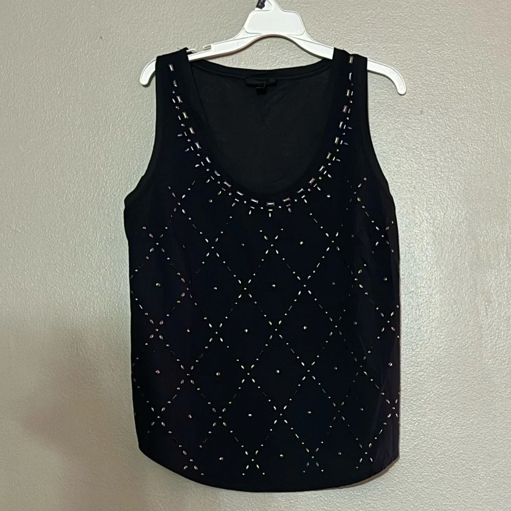 J. Crew Studded Metallic Tank‎ Top - Size Large - Sleeveless Shell Edgy Chic